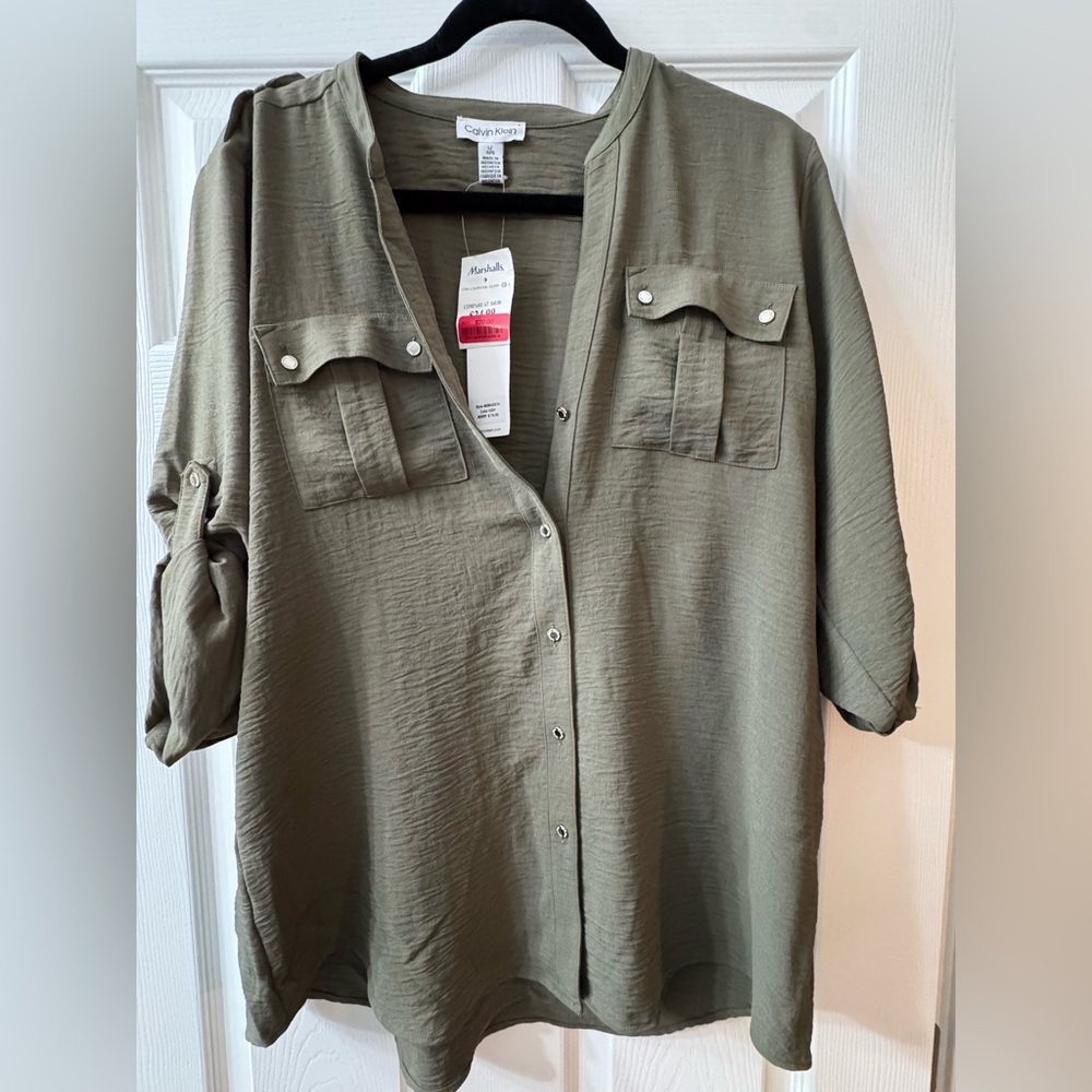 NWT Calvin Klein Olive Green Shirt